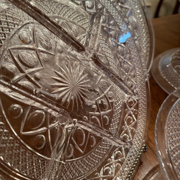 Vintage Relish Dish 5-Part Cape Cod by Imperial Glass Ohio Glassware 10.25" - Picture 6 of 8